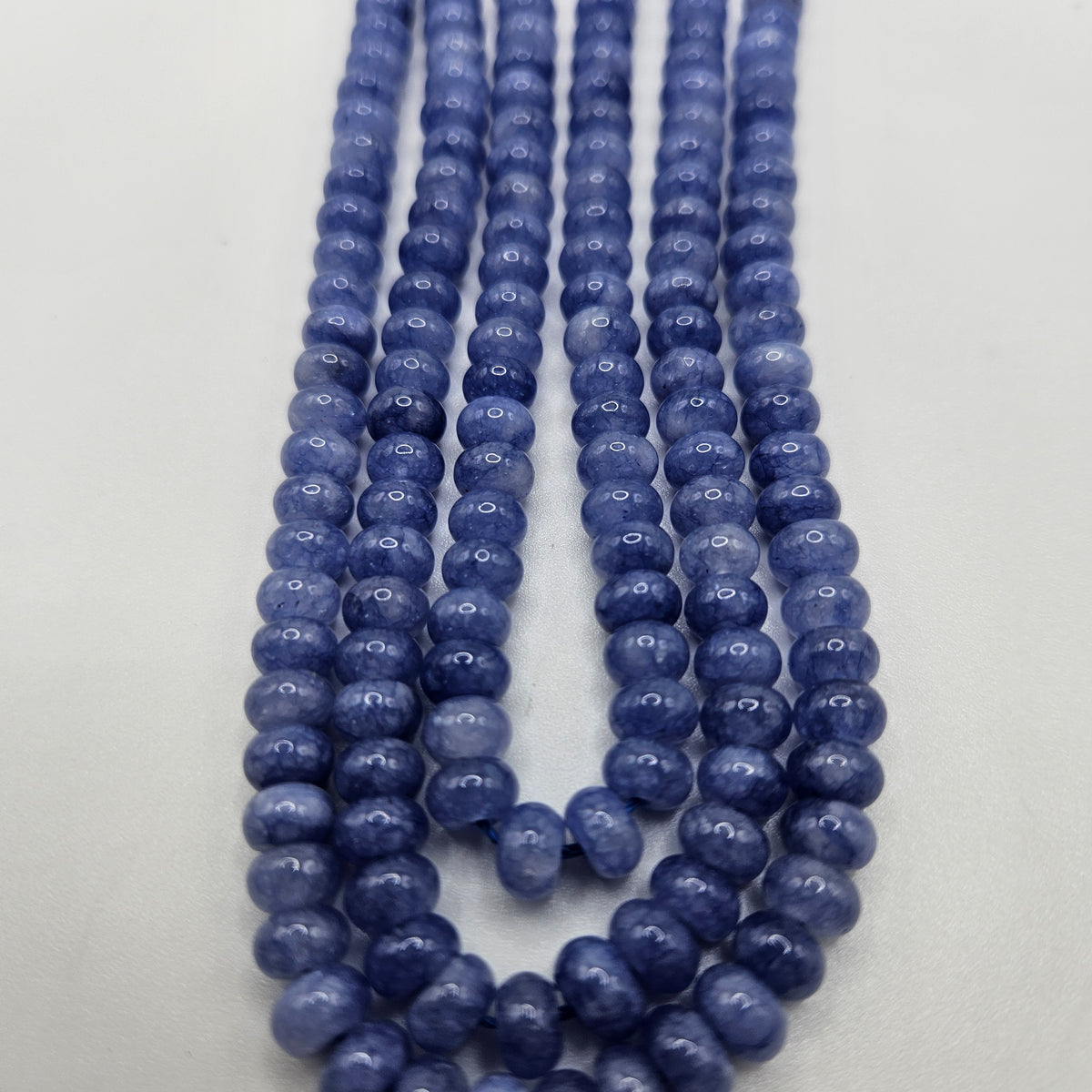 6mm Blue Dyed Jade Candy Rondelle Bead Strand