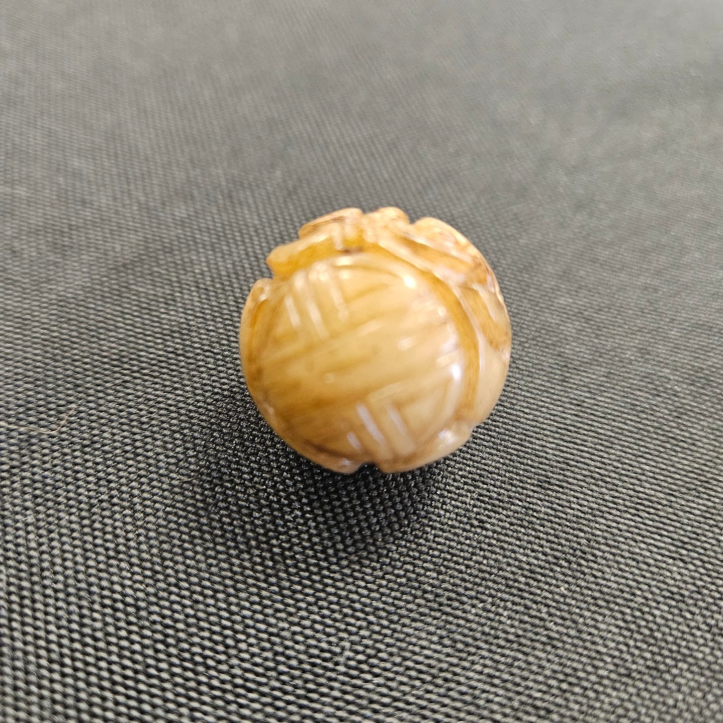 20mm Carved Yellow Jade Single Bead.