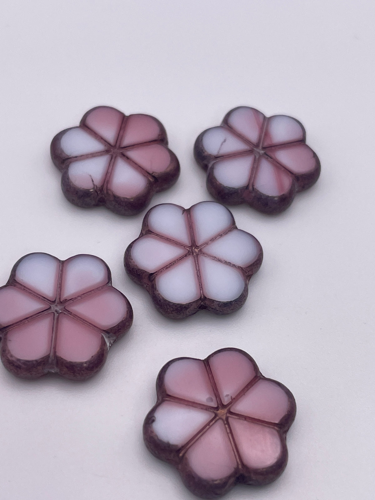 20mm Purple Flower Czech Single Bead.