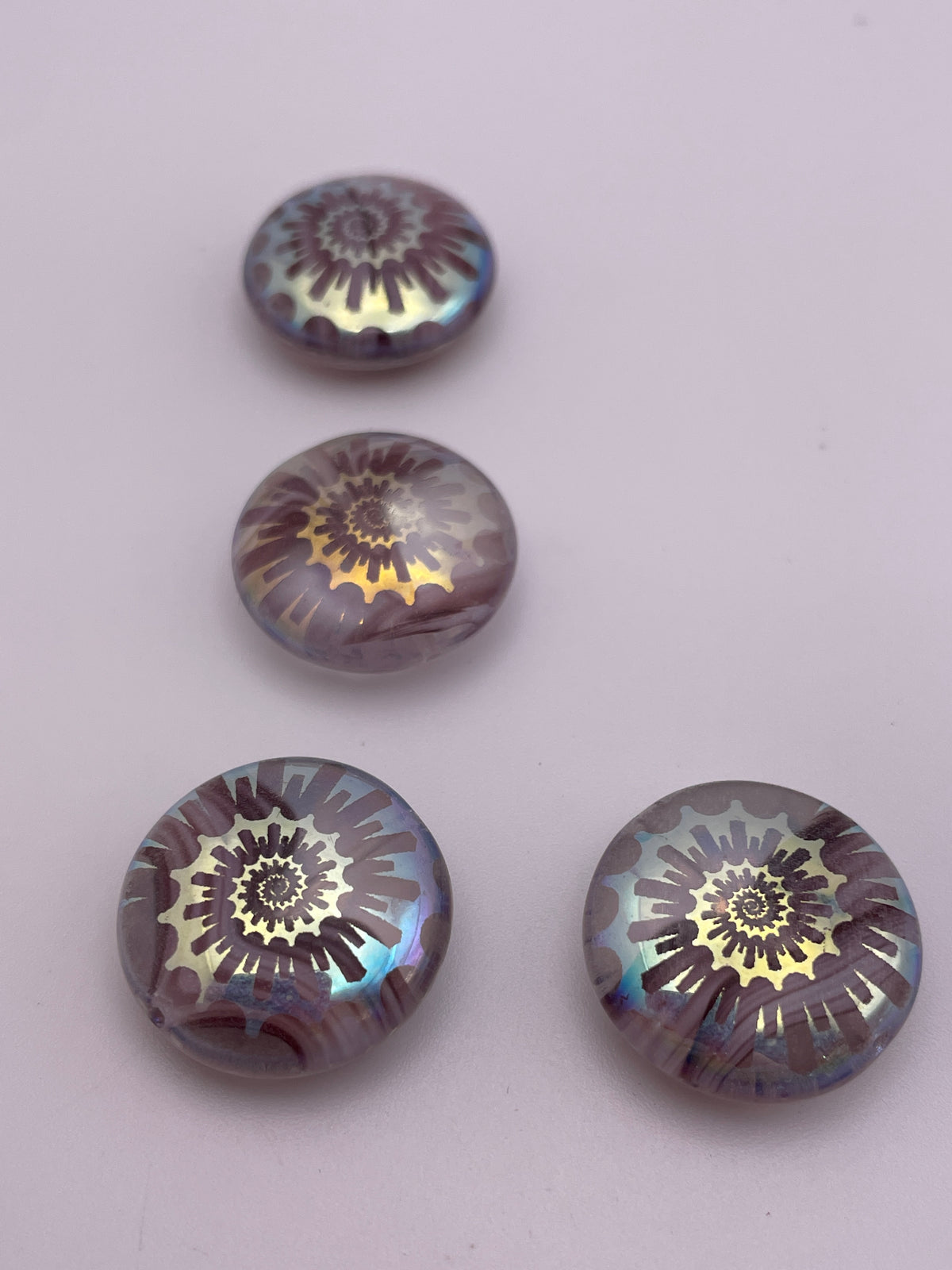 20mm Purple Shell Coin Czech Single Bead.