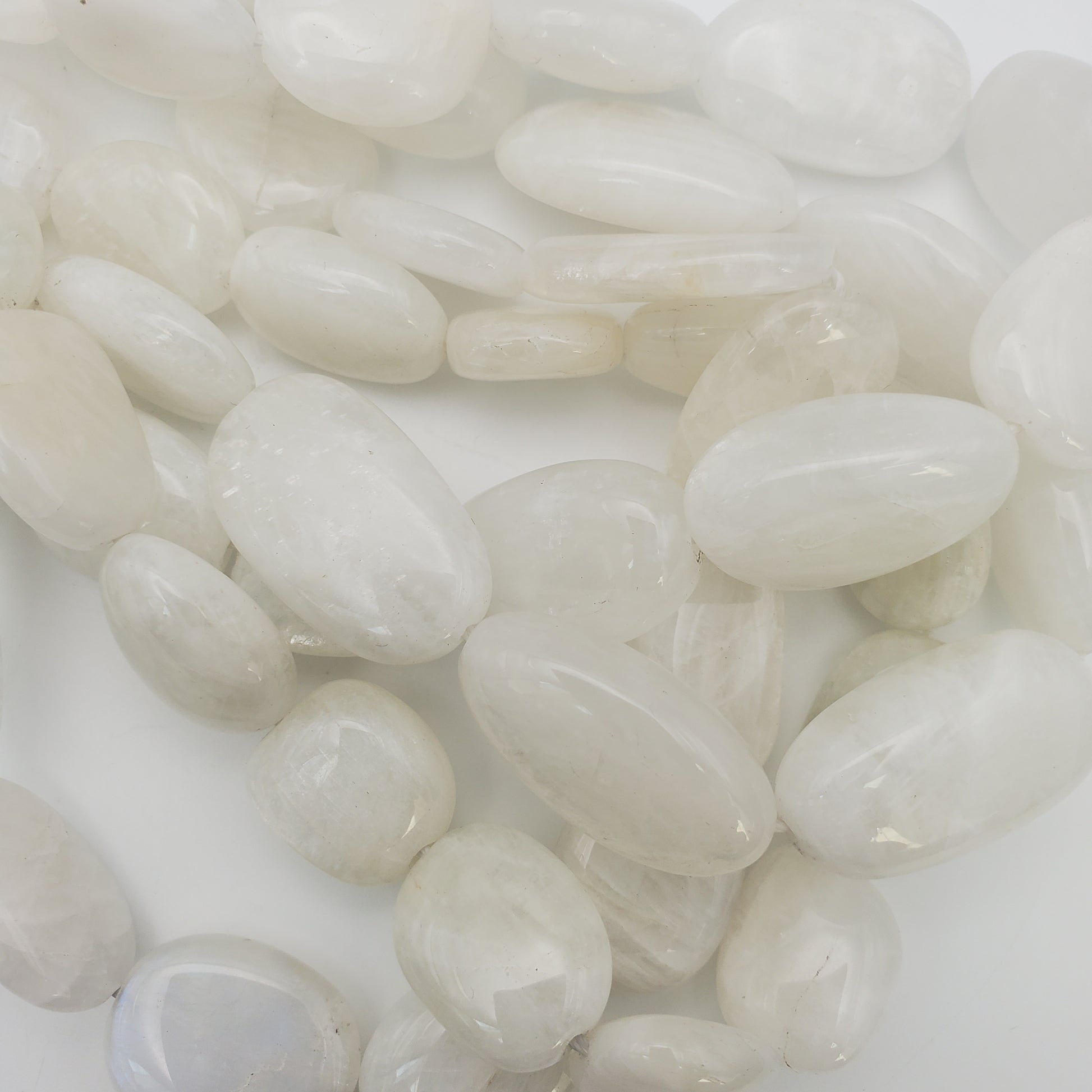 20mm White Moonstone Chunk Bead Strand.