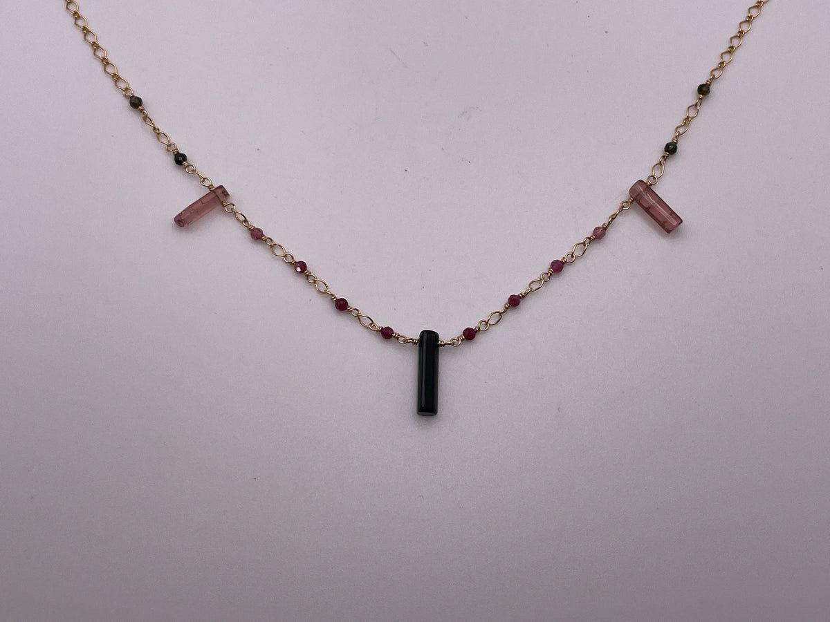 21” Watermelon Tourmaline Chain Necklace.