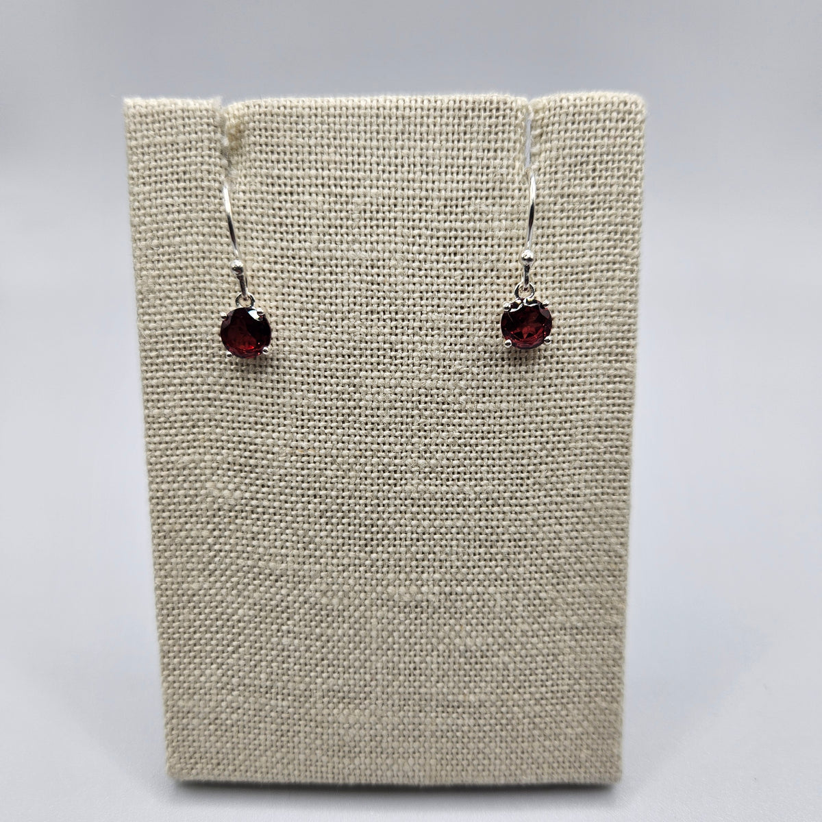 Sterling Silver Faceted Garnet Earrings