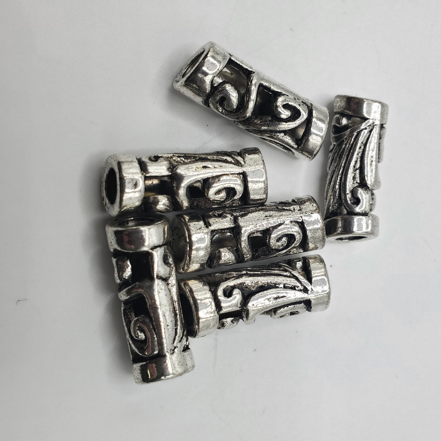 22x7mm Pewter Ornate Tube Bead.