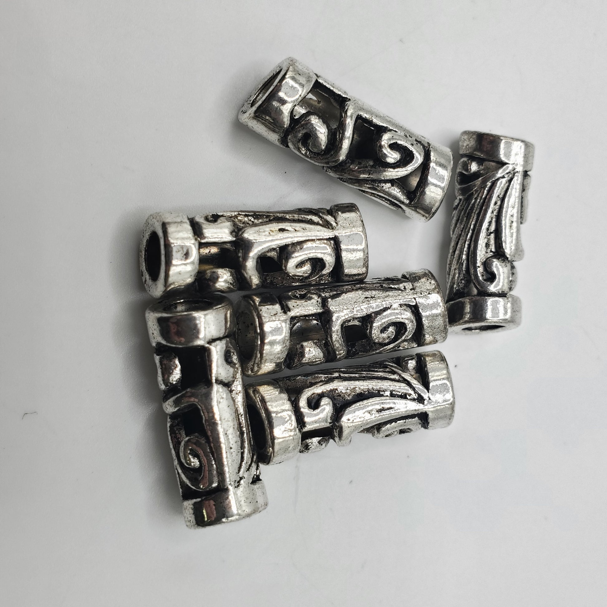 22x7mm Pewter Ornate Tube Bead.
