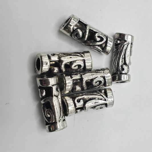 22x7mm Pewter Ornate Tube Bead.