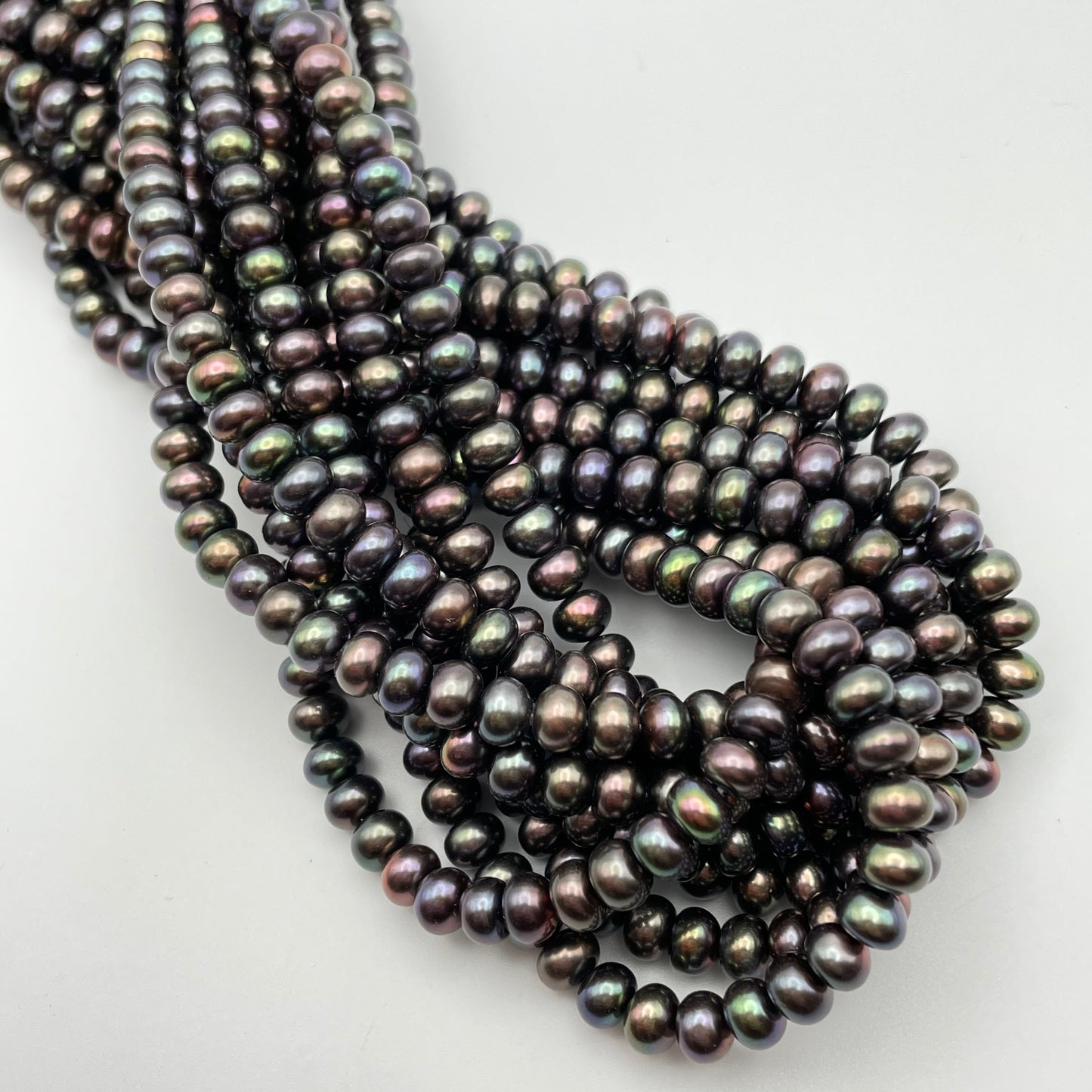 6mm Heishe Pearl White & Peacock Strand