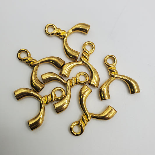 24mm Pewter Gold Wishbone Charm.