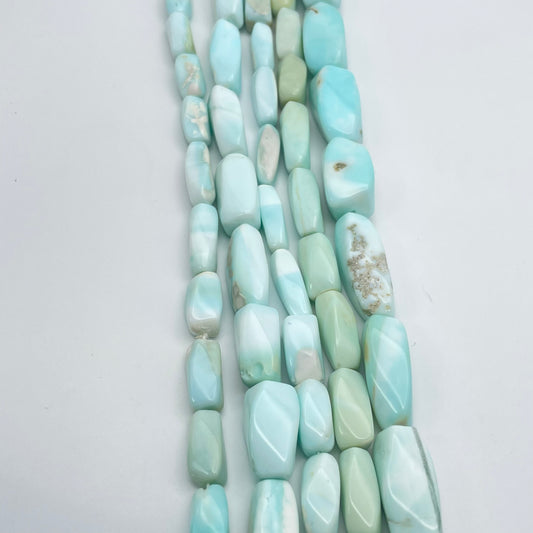 25mm Blue Opal Rectangle Chunk Bead Strand.