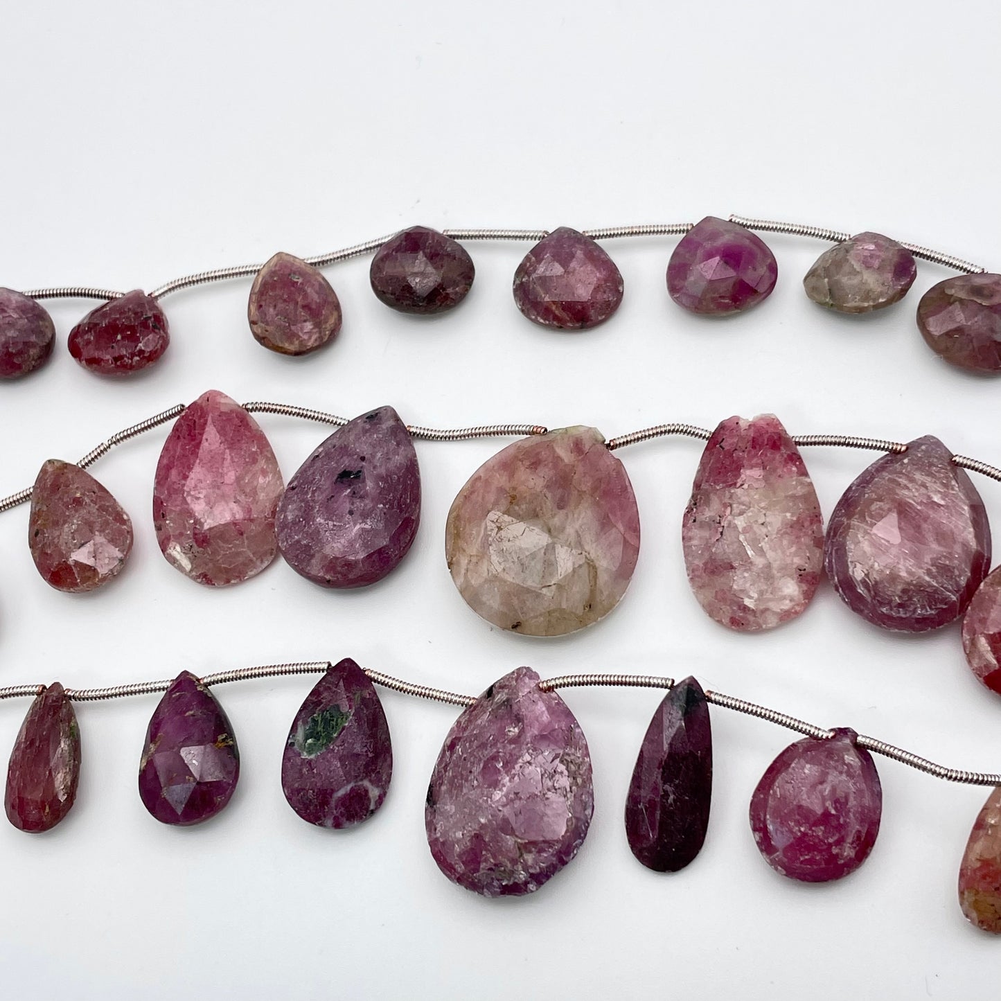 25mm Ruby Top Drill Faceted Bead Strand.