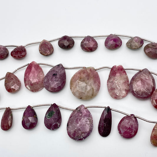 25mm Ruby Top Drill Faceted Bead Strand.
