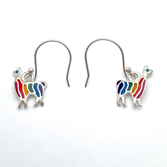 Inlay Mini Alpaca French Hook Earrings Peruvian Silver