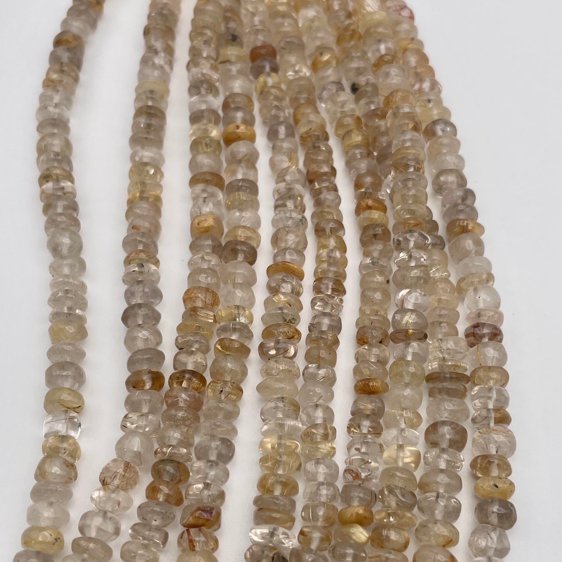 5mm Gold Rutilated Quartz Rondelle Graduated Smooth