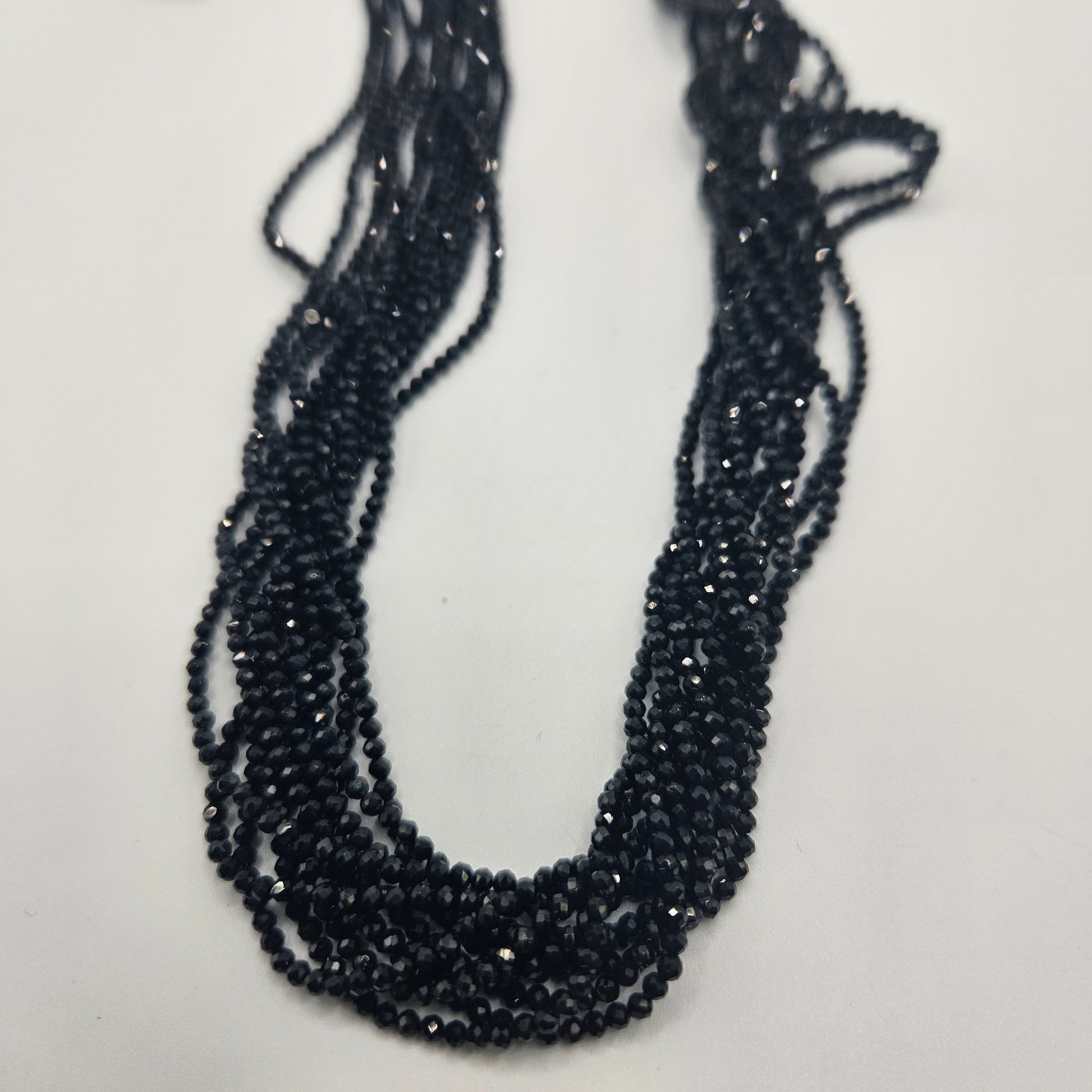 2mm Black Onyx Faceted Bead Strand.