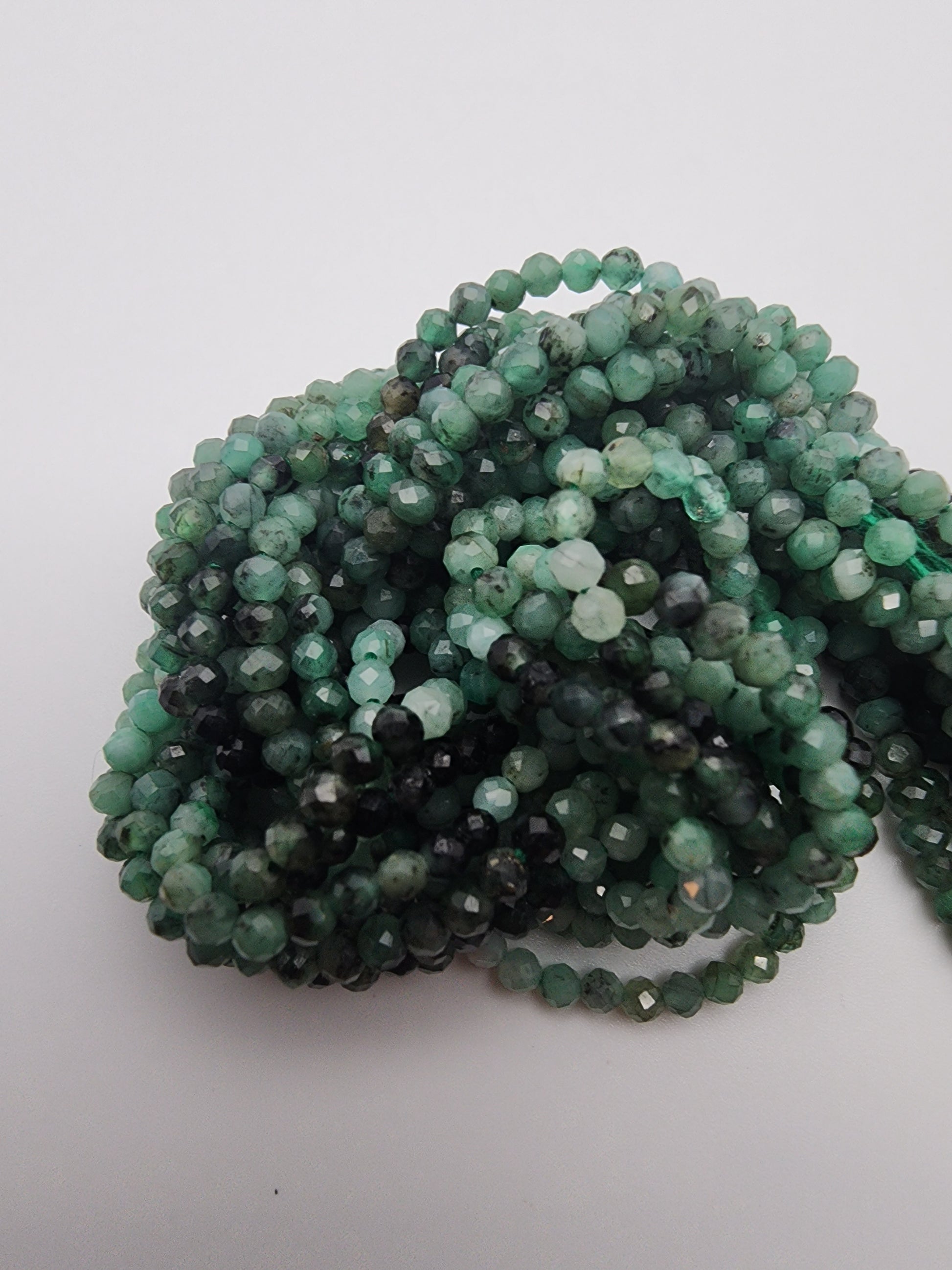 2mm Emerald Faceted Ombre Shaded Bead Strand. 