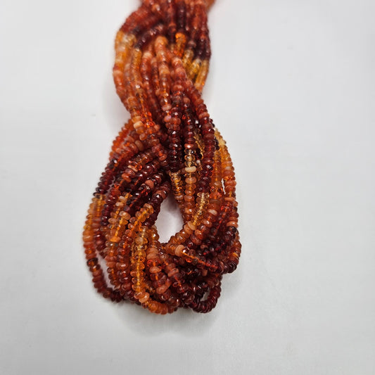 2mm Fire Opal Faceted Strand.