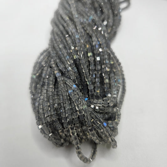 2mm Labradorite Square Faceted Strand.