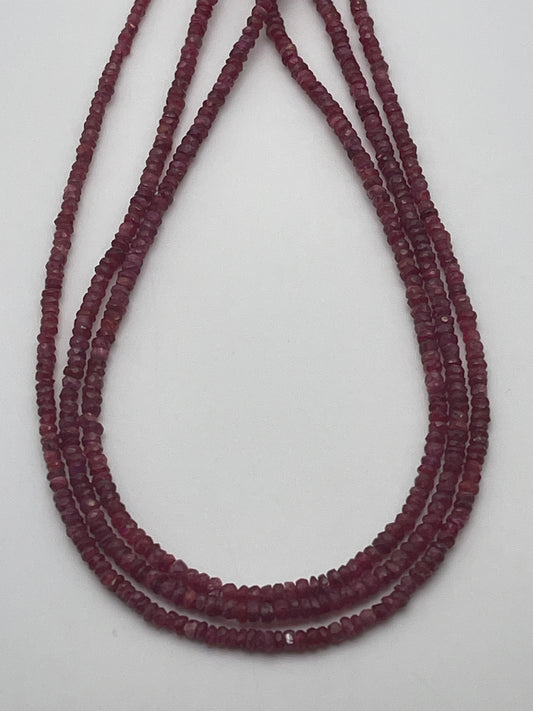 2mm Red Spinel Faceted Rondell Bead Strand.