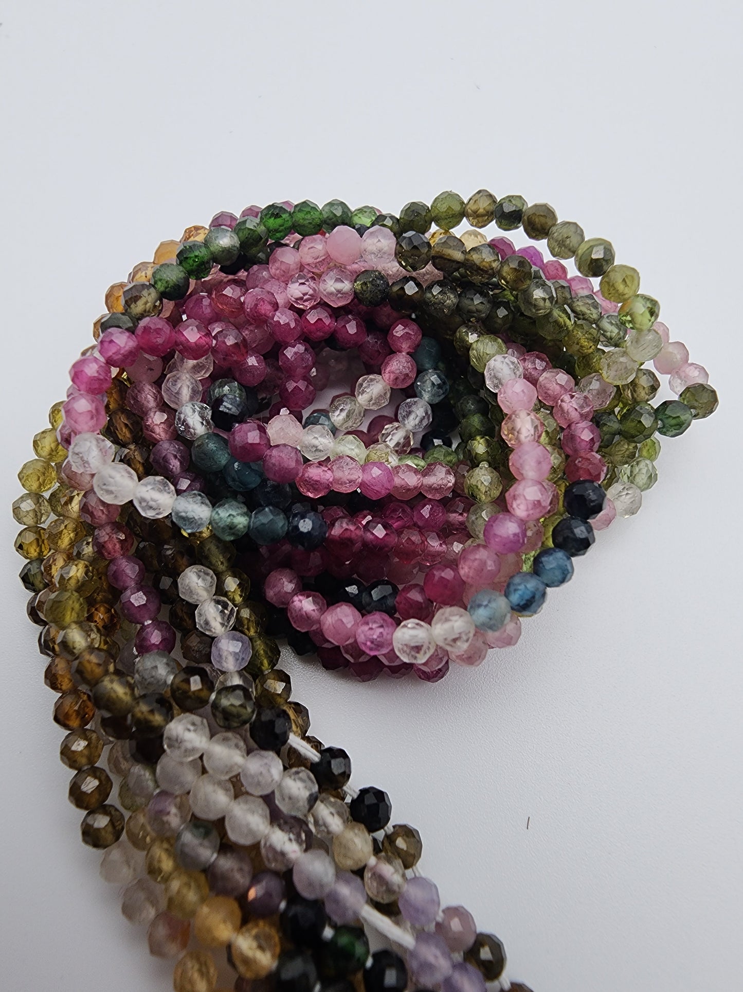 2mm Watermelon Tourmaline Faceted Bead Strand.