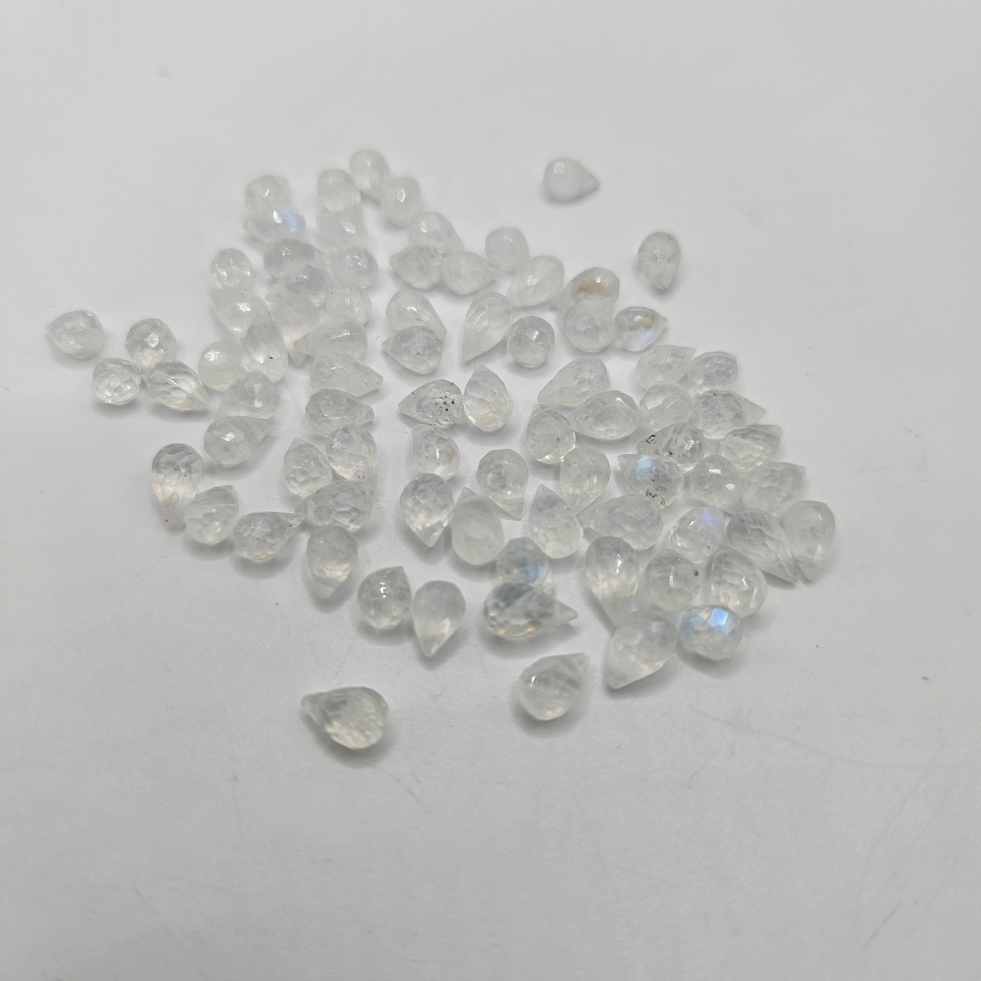 2x4mm Faceted Moonstone Briolette Top Drill Single Bead.