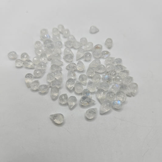 2x4mm Faceted Moonstone Briolette Top Drill Single Bead.