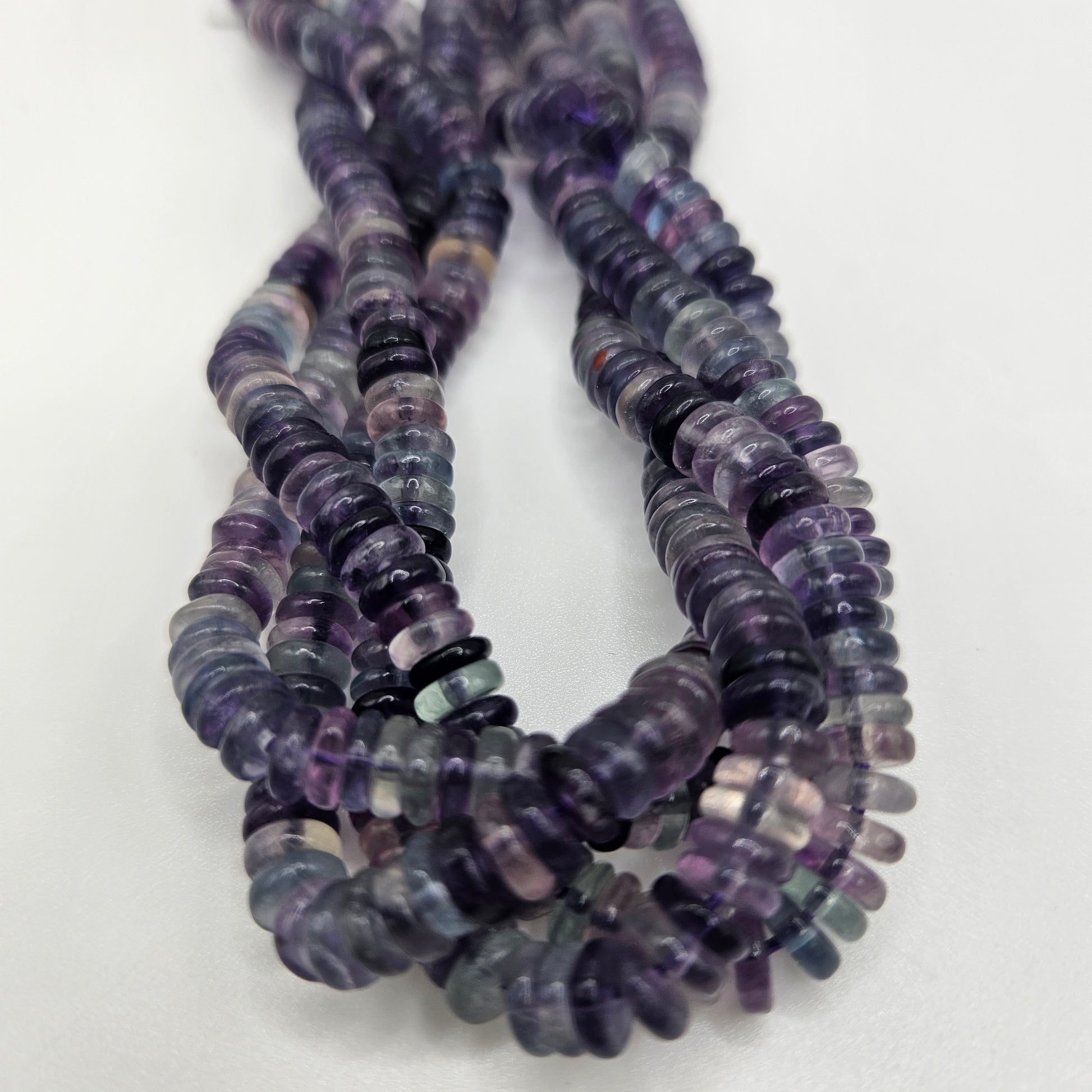2x6mm Fluorite Rondelle Smooth Bead Strand.