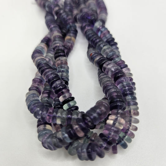 2x6mm Fluorite Rondelle Smooth Bead Strand.