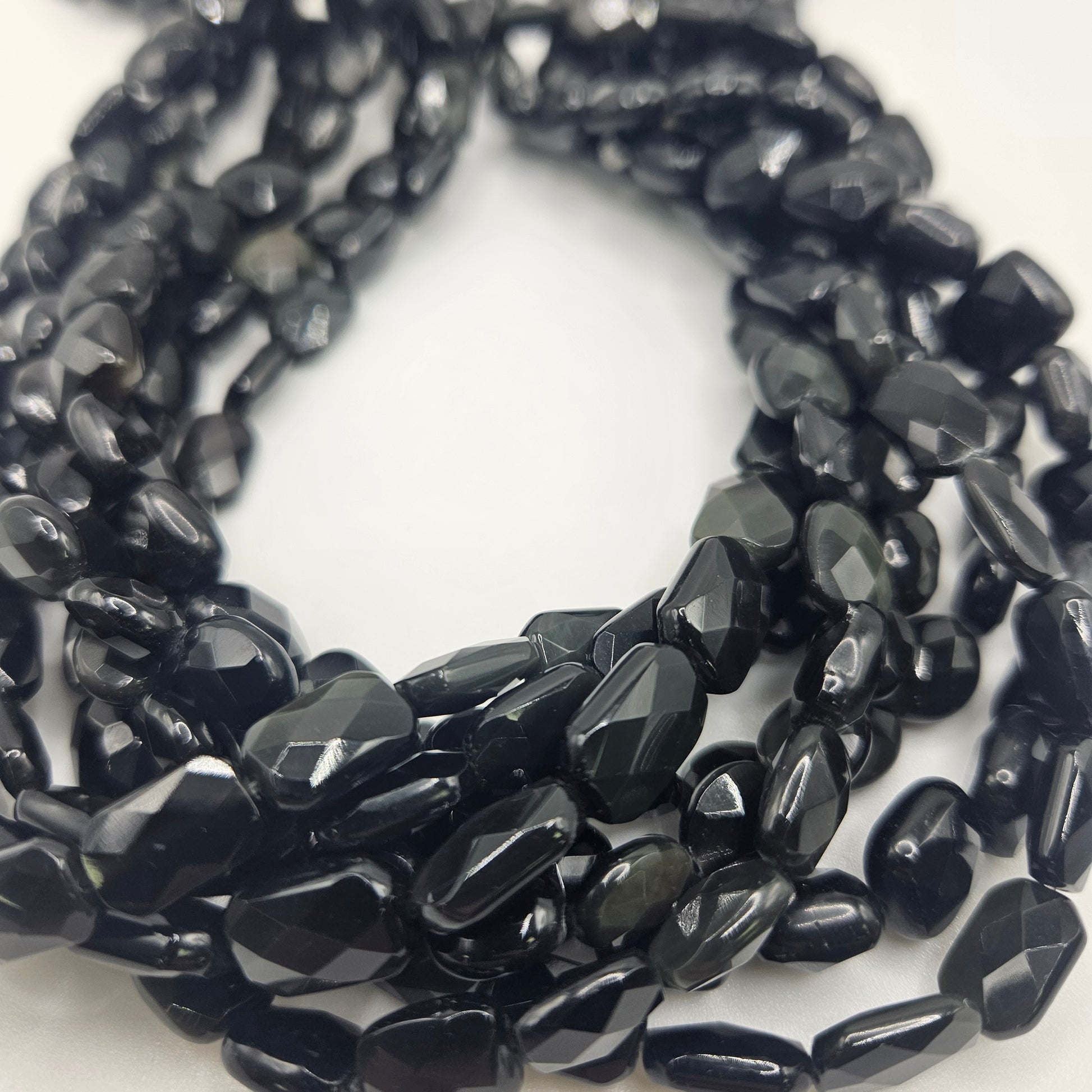 2x6mm Rainbow Obsidian Faceted Square Bead Strand.