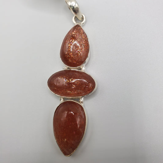 3-Stone Sunstone Pendant.