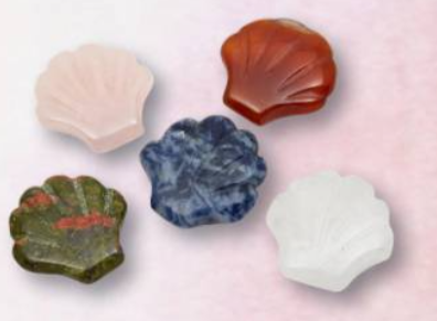 30mm Carved Gemstone Shell Assorted.