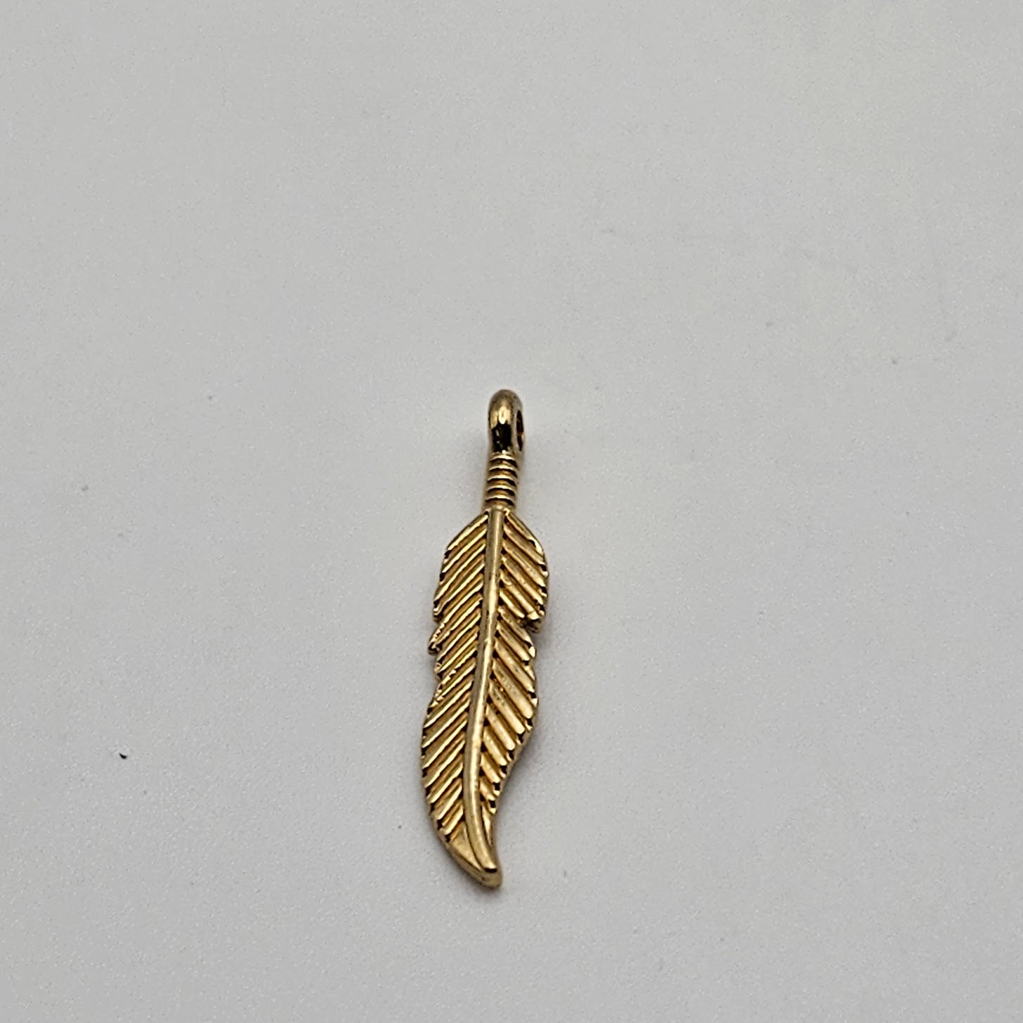 30mm Gold Colored Pewter Feather.