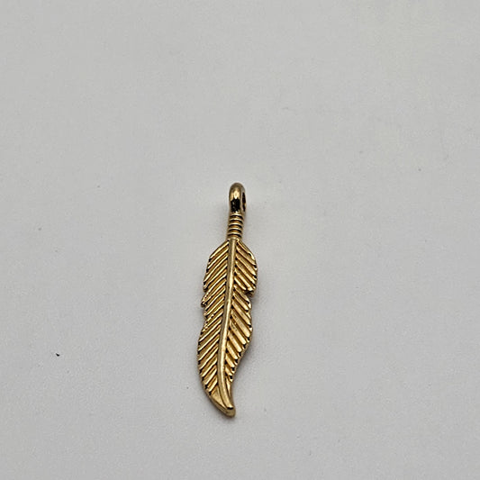30mm Gold Colored Pewter Feather.