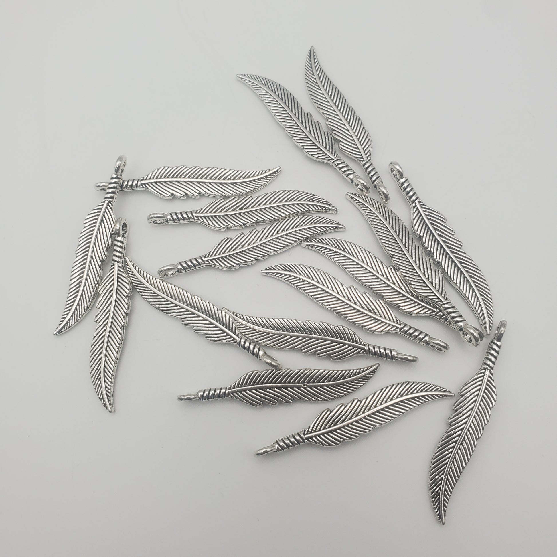  33mm Pewter Feather Charm.