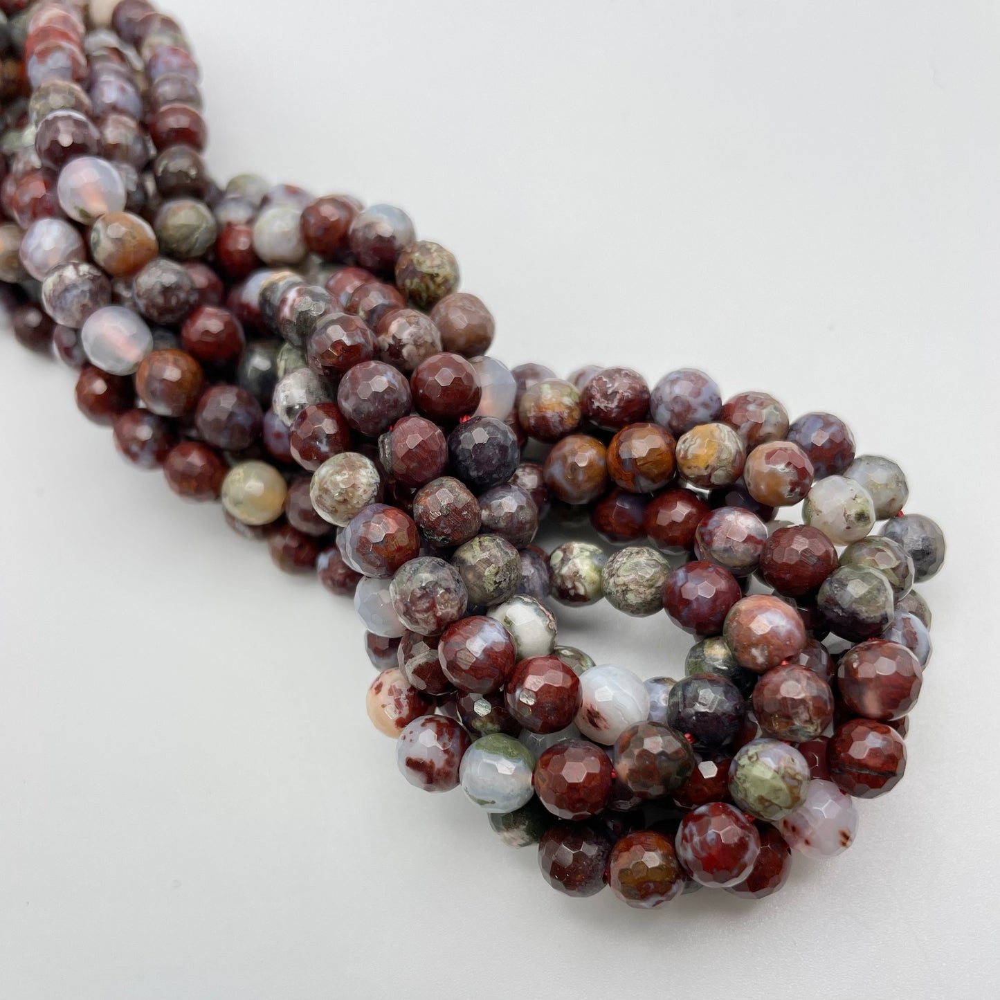 6mm Red Lightning Agate Round Faceted