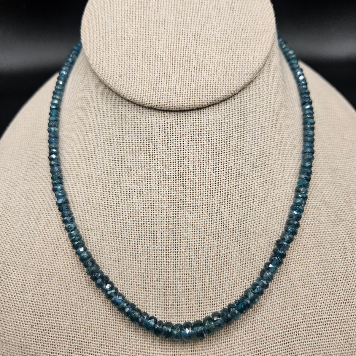 3mm-6mm Faceted Graduated Kyanite Rondelle Bead Strand.