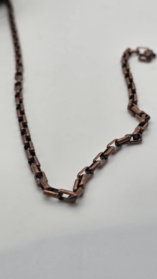 3mm Antique Copper Rectangle Rolo Chain By The Foot.