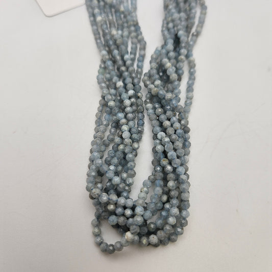 3mm Aquamarine Round Faceted Bead Strand.