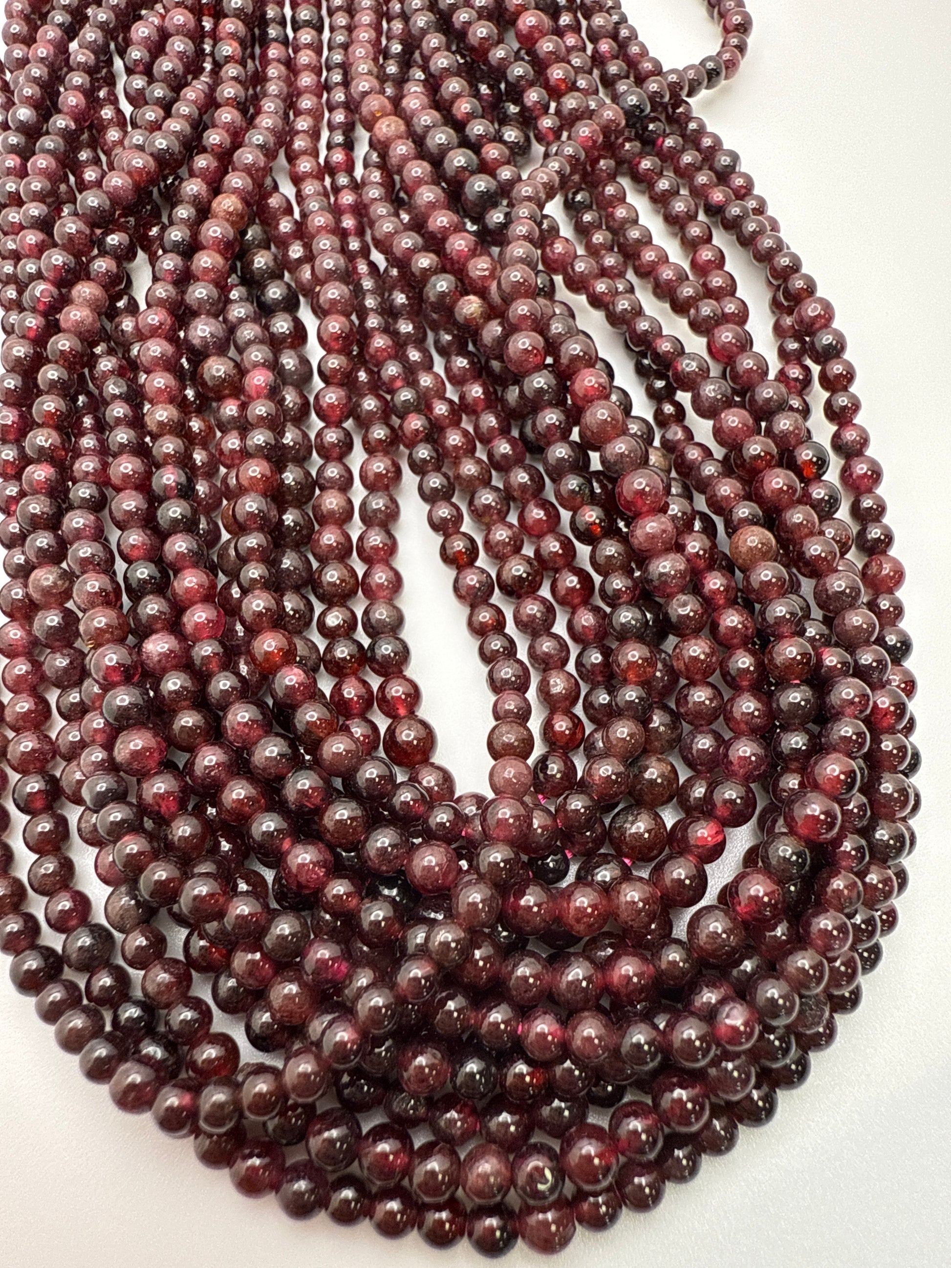 3mm Garnet Round Bead Strand.
