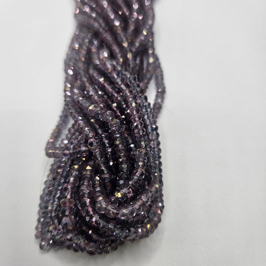 3mm Mystic Aura Quartz Faceted Strand.