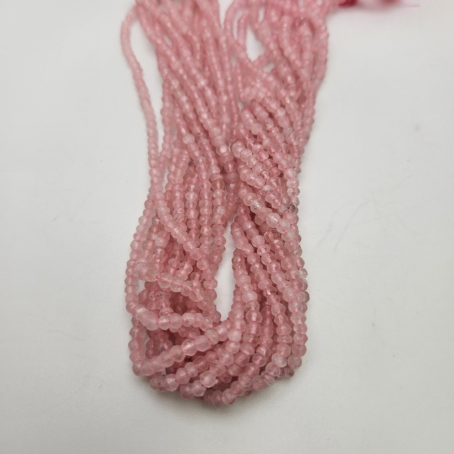 3mm Rose Quartz Rondelle Faceted Bead Strand.