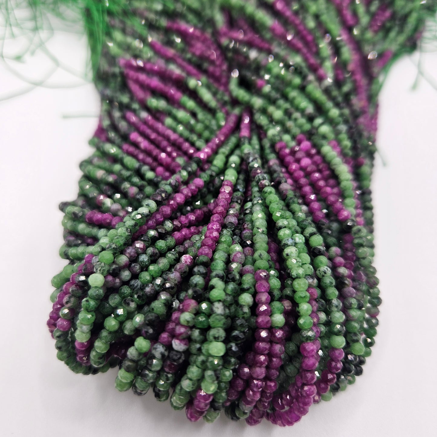 3mm Ruby Zoisite Rondelle Bead Strand.