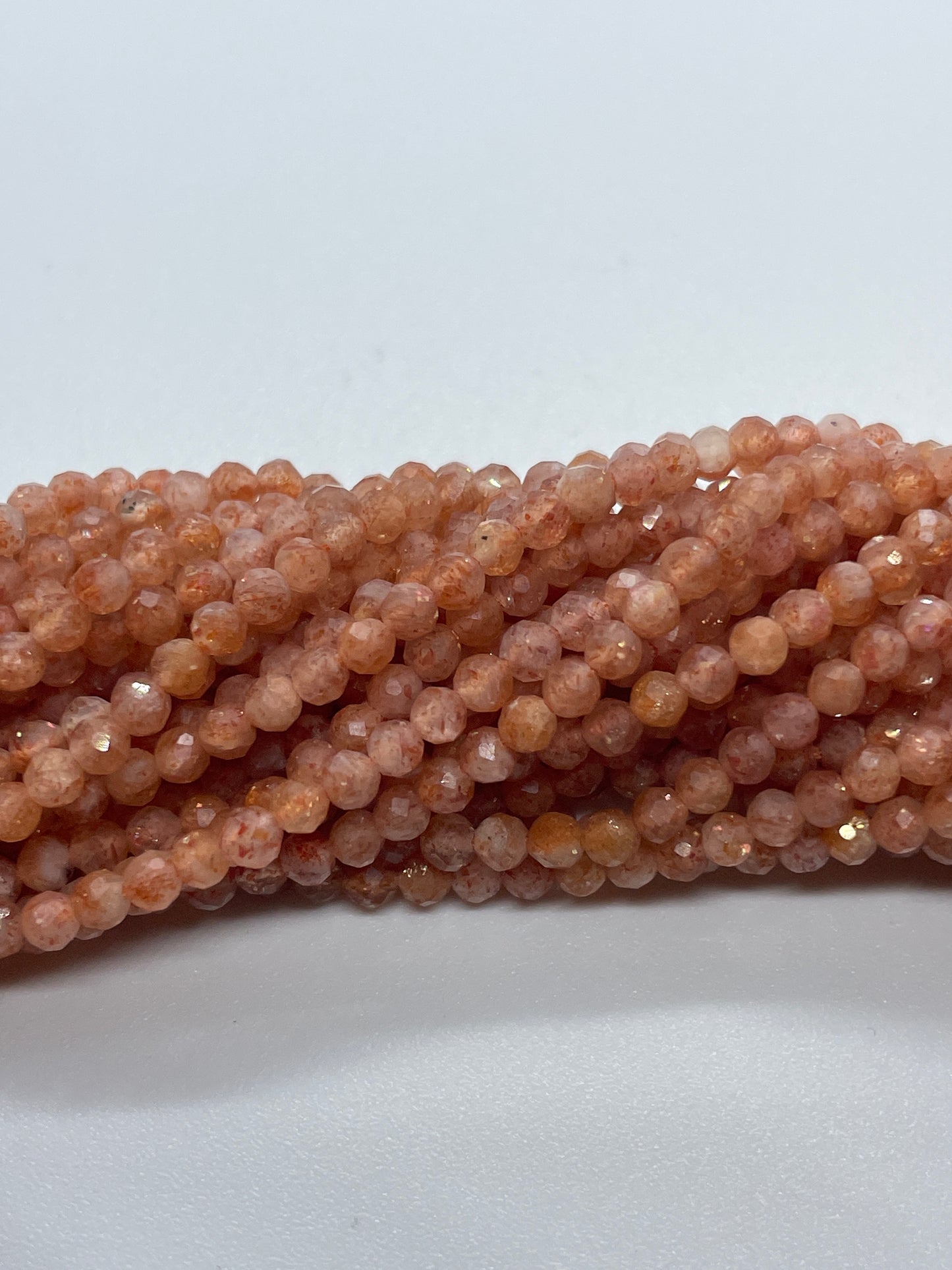 3mm Sunstone Faceted Bead Strand.