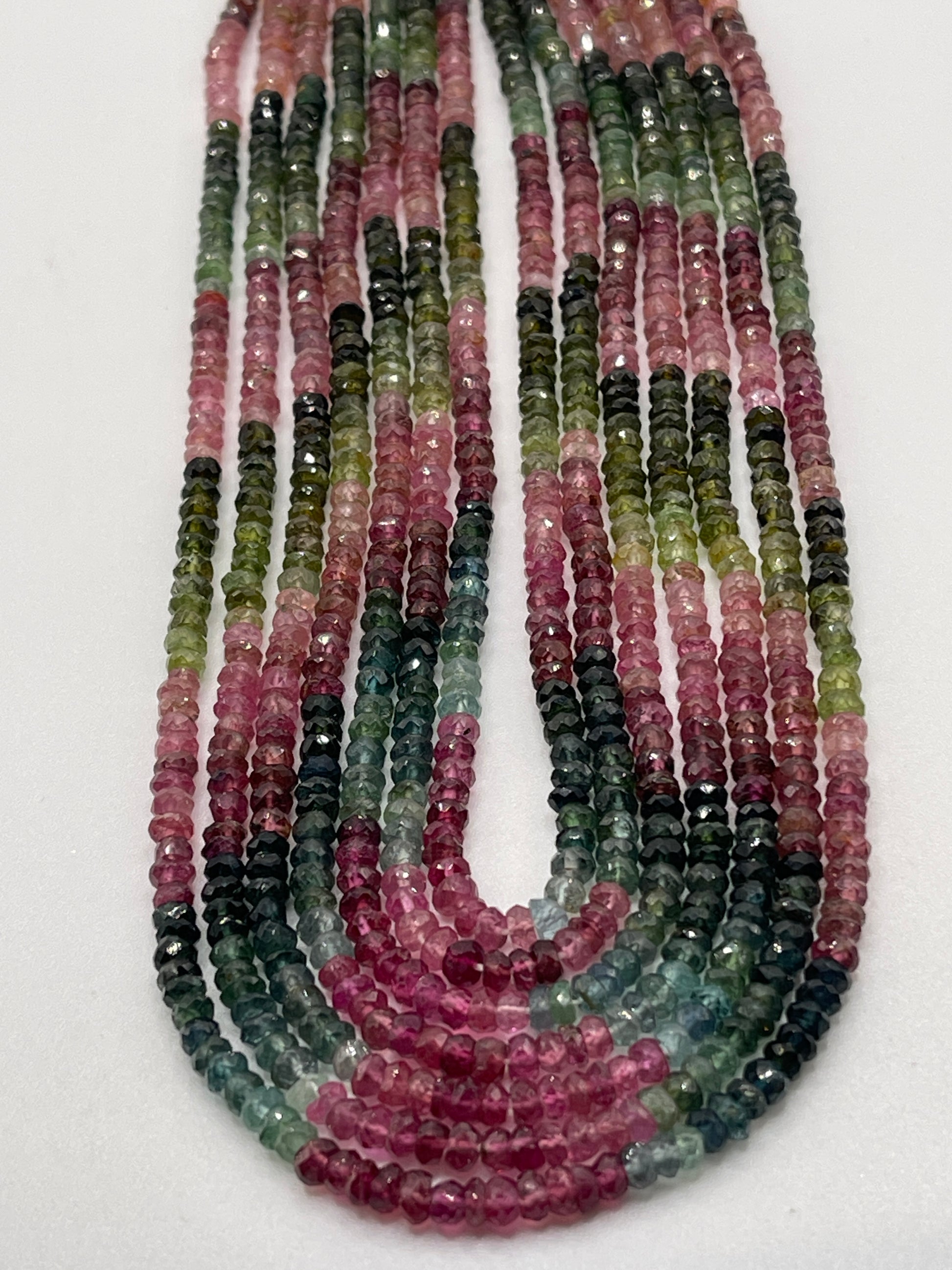 3mm Tourmaline Faceted Rondell Bead Strand.