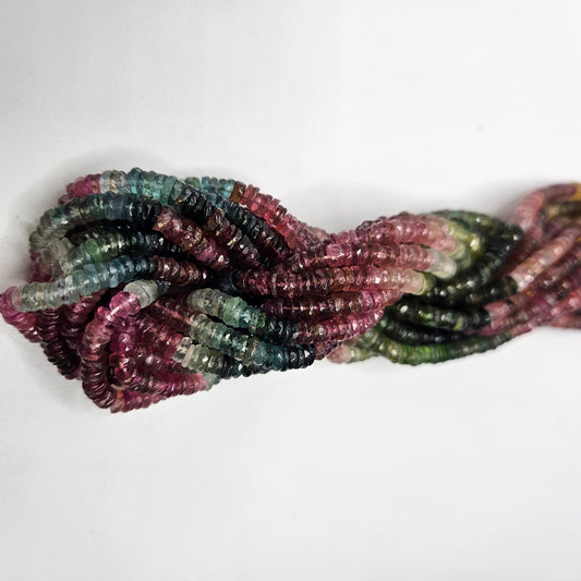 3mm Watermelon Tourmaline Faceted Strand.