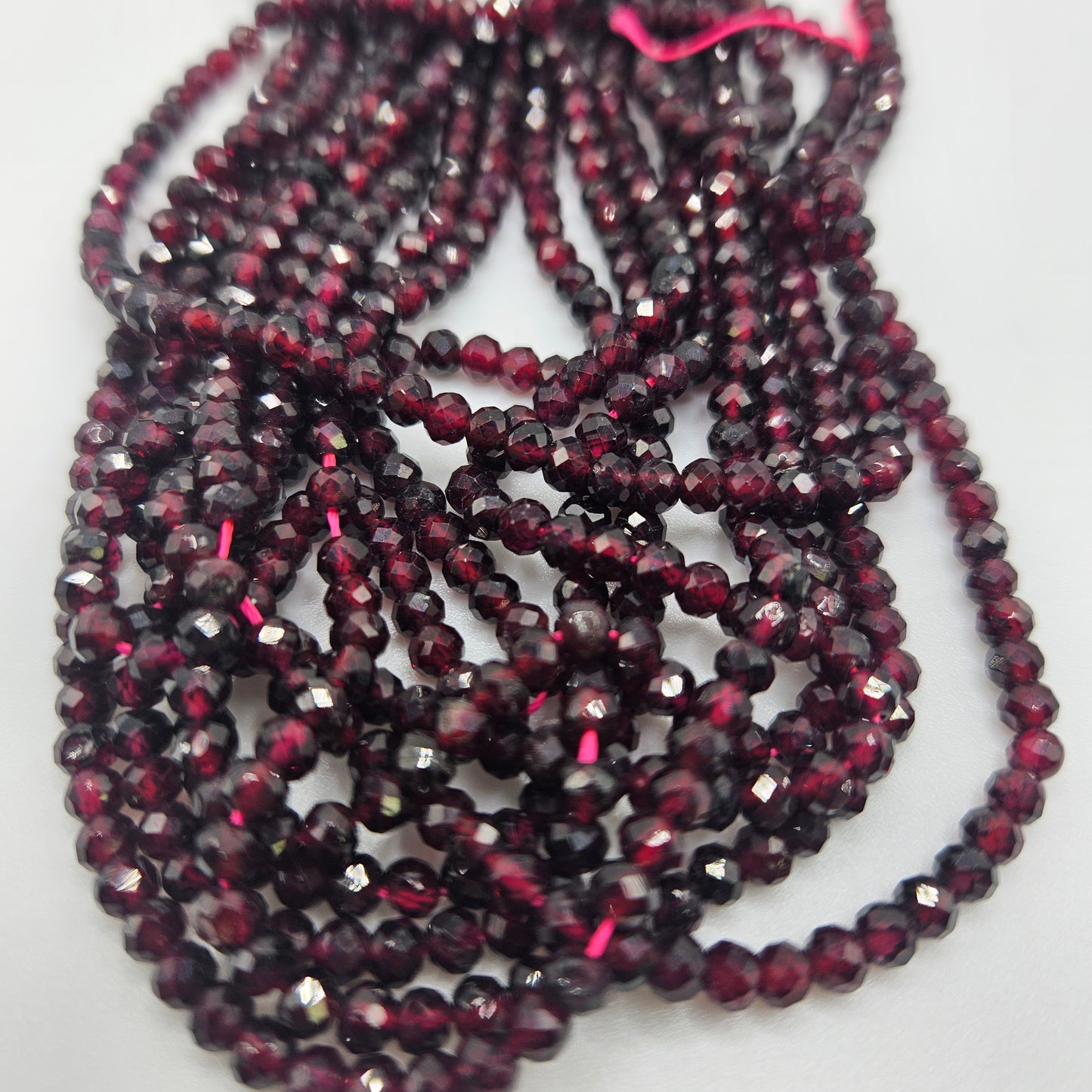 3x4mm Garnet Faceted Rondelle Bead Strand.
