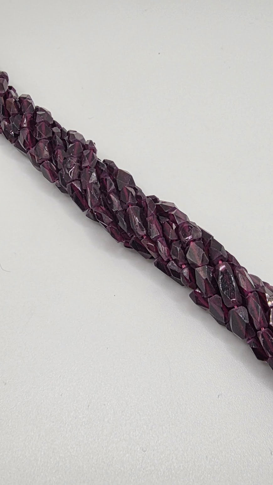 3x5mm Faceted Garnet Tube Bead Strand.