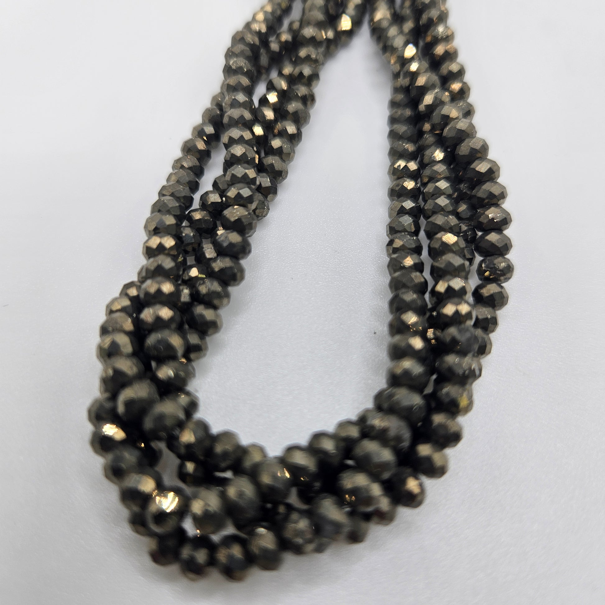 3x5mm Pyrite Faceted Rondelle Bead Strand.