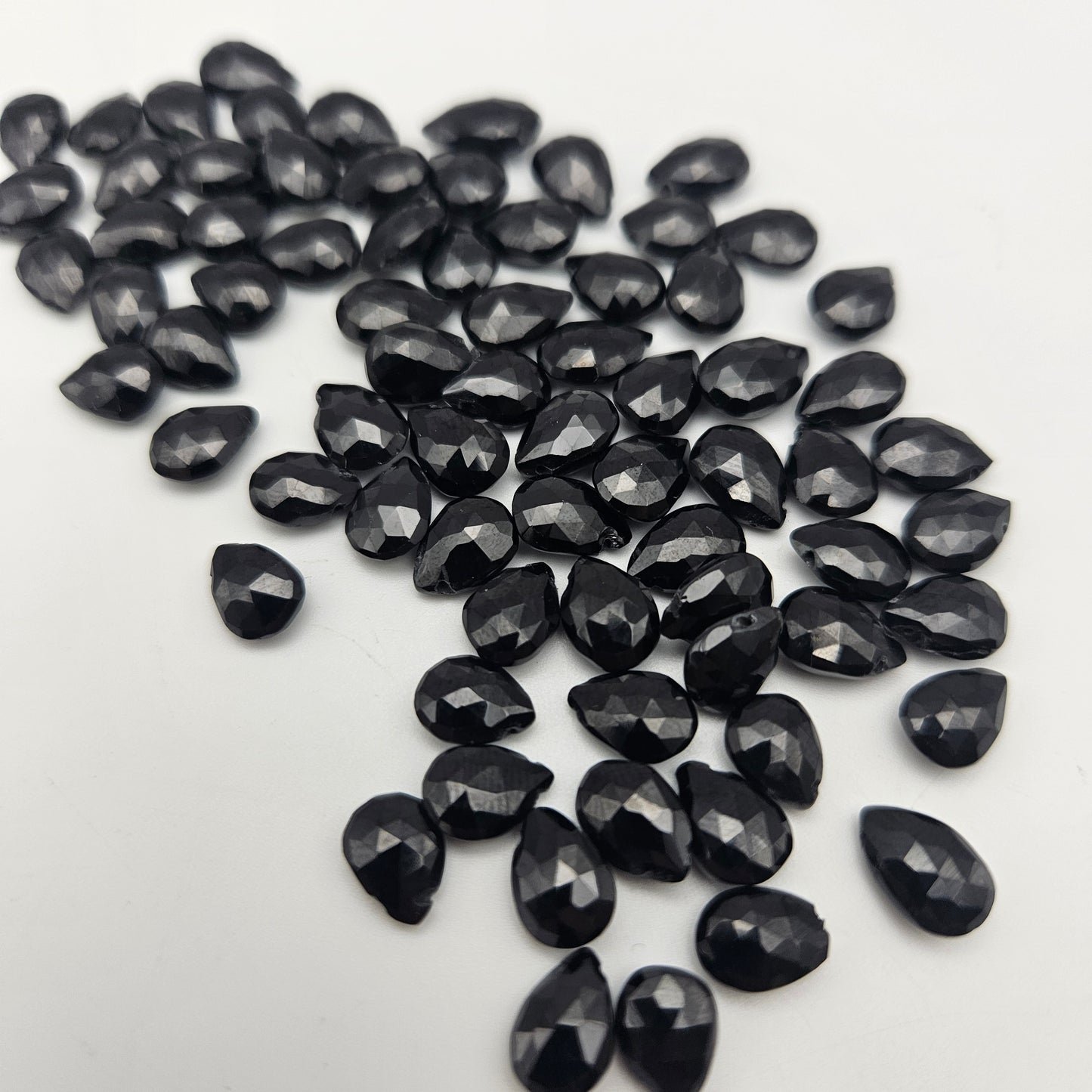 3x6mm Faceted Black Spinel Top Drill Single Bead.