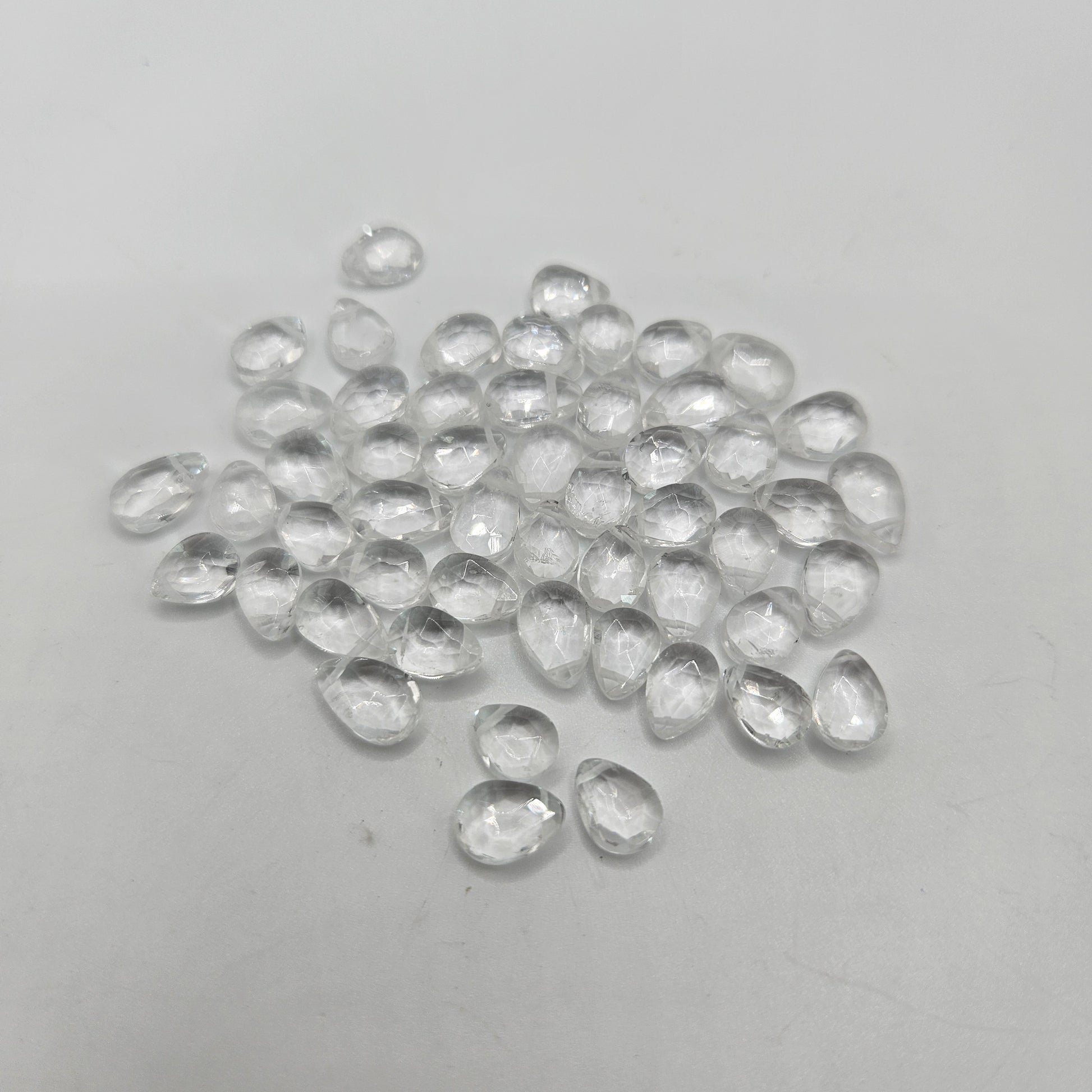 3x6mm Faceted Clear Quartz Top Drill Single Bead.