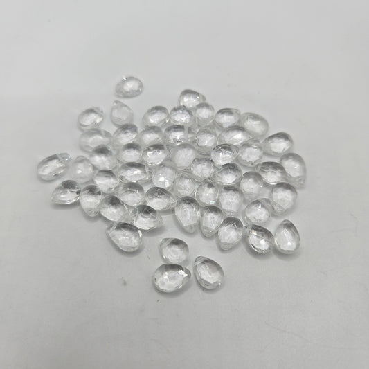 3x6mm Faceted Clear Quartz Top Drill Single Bead.